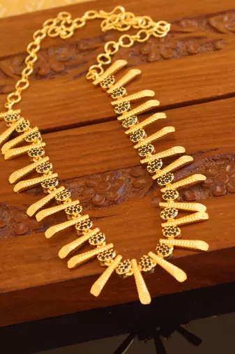 Kerala traditional gold plated stone necklace