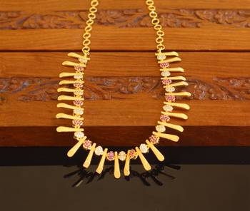 Kerala traditional gold plated stone necklace 1