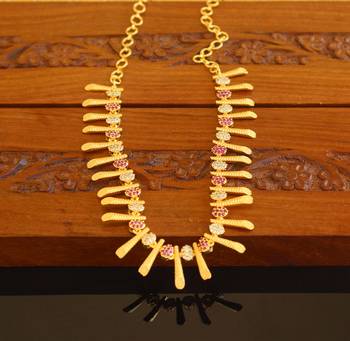 Kerala traditional gold plated stone necklace 2