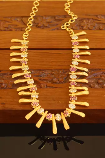Kerala traditional gold plated stone necklace