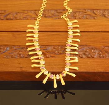 Kerala traditional gold plated stone necklace 3