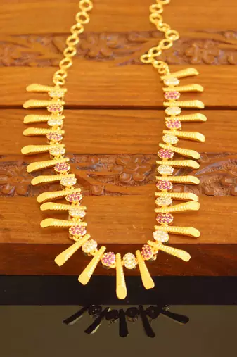 Kerala traditional gold plated stone necklace