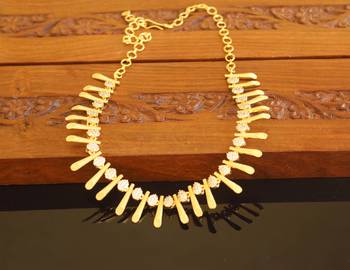 Kerala traditional gold plated stone necklace 1