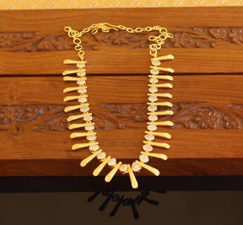Kerala traditional gold plated stone necklace 2