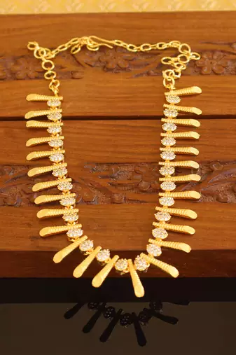 Kerala traditional gold plated stone necklace