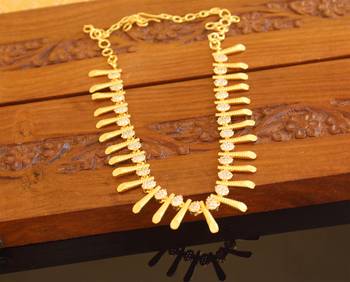 Kerala traditional gold plated stone necklace 3