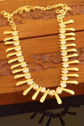 Kerala traditional gold plated stone necklace