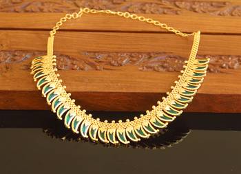 Kerala style gold plated palakka necklace 1