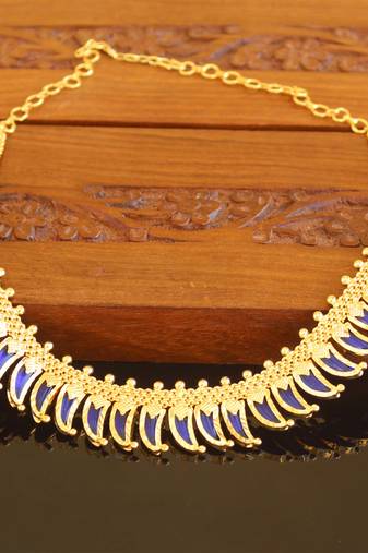 Kerala style gold plated palakka necklace