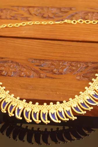 Kerala style gold plated palakka necklace