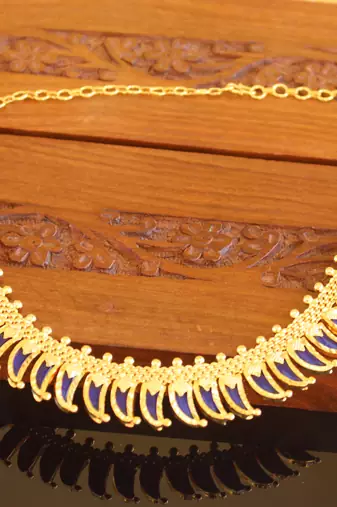 Kerala style gold plated palakka necklace