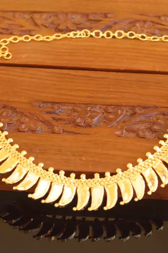 Kerala style gold plated palakka necklace