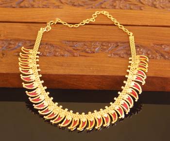Kerala style gold plated palakka necklace 1