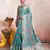 Sky Blue Organza Faux Kanjeevaram Woven Saree With Unstitched Blouse Piece