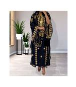 Black Kaftan Handcrafted Georgette Embroidered Work Party Wear Fully Stitched Dresses 0215