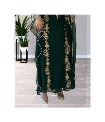 Forest Green Georgette Zari Work Kaftan 3