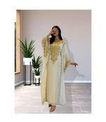 Off-White Kaftan Handcrafted Georgette Embroidered Work Party Wear Fully Stitched Dresses 0220