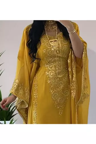 Mustard Yellow Haldi Kaftan for Women