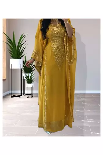 Mustard Yellow Haldi Kaftan for Women