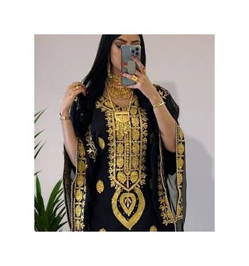 Black Kaftan Handcrafted Georgette Embroidered Work Party Wear Fully Stitched Dresses 0222 2