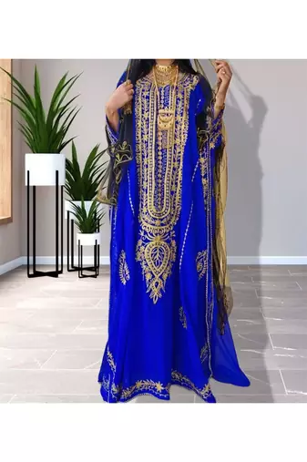 Ink Blue Handcrafted Kaftan for Women