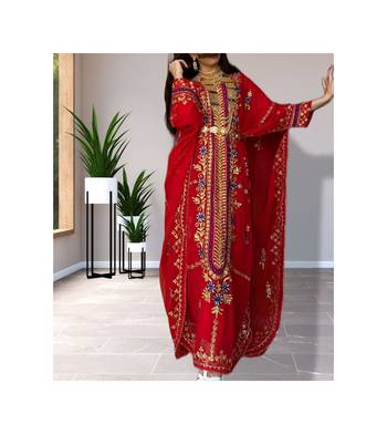 Red Georgette Party Wear Kaftan 1