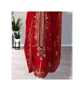 Red Georgette Party Wear Kaftan 3