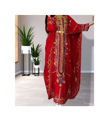 Red Georgette Party Wear Kaftan 4