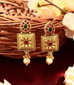 Multicolour Earrings With Pink And Green Stones