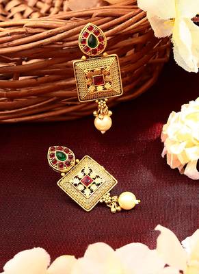 Multicolour Earrings With Pink And Green Stones 2