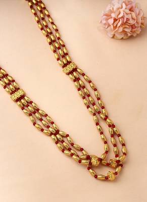 Red Gold-Plated Three-Layered Necklace 3