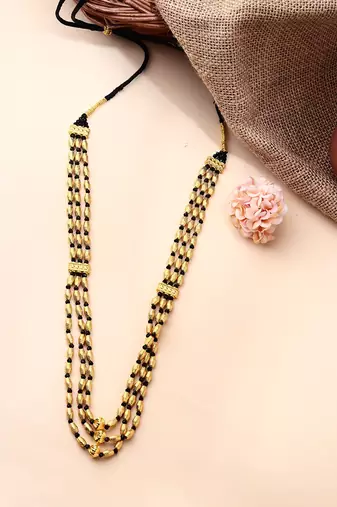 Black Gold-Plated Three-Layered Necklace