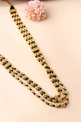 Black Gold-Plated Three-Layered Necklace