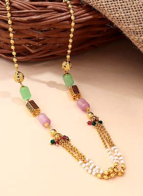 Multicolour Kundan Necklace With Green And Pink Stone 1