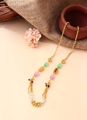 Multicolour Kundan Necklace With Green And Pink Stone 3