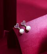 Heart Shaped Earrings With Pearl Drops