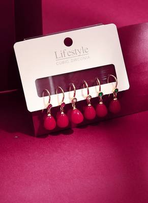 3 Set of Red Earrings 2
