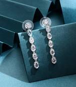 Long Silver American Diamond Earrings
