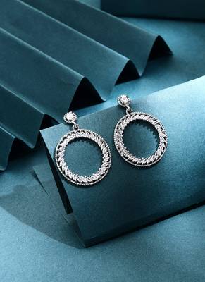 Silver American Diamond Hoops 1