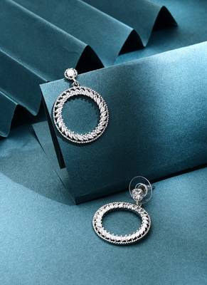 Silver American Diamond Hoops 2