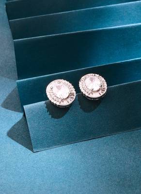 Round Shape American Diamond Earrings 1