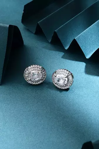 Round Shape American Diamond Earrings