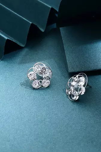 Silver Floral Earrings