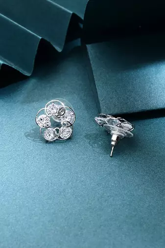 Silver Floral Earrings