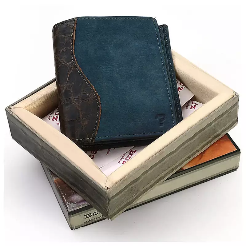 Gents Italian Designer Stylish Blue Leather Wallet Deepawali Gift 143