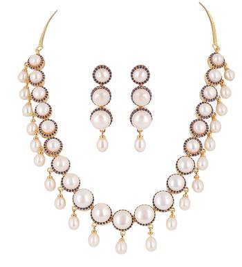 Natural fresh water pearls set from hyderabad 2