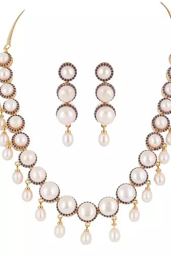Natural fresh water pearls set from hyderabad
