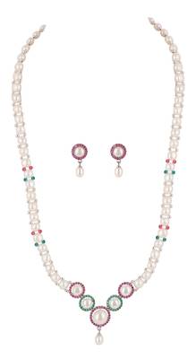 Natural fresh water pearls set from hyderabad 2