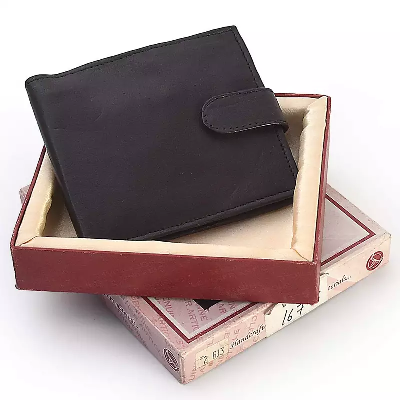 Gents Stylish Design Genuine Leather Black Wallet Diwali Special Gift 182