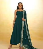 Teal embroidery elegance gown